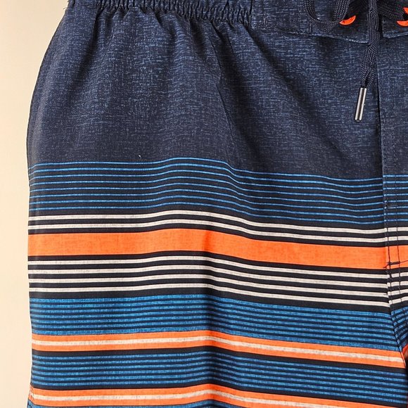 Zeroxposure Men Swim Trunks Size L Blue Orange Striped Drawstring Zippered Pocke - Picture 4 of 8